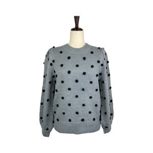 Cliche' Pom Pom Puff Sleeve Sweater XS
